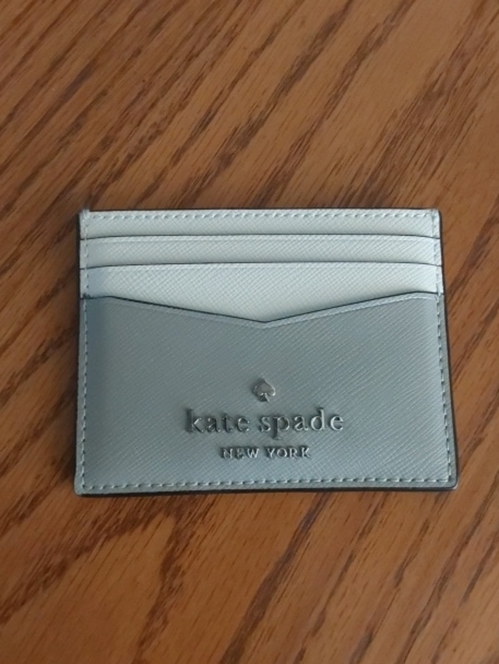 Kate Spade New York Two-Tone Leather Card Holder - Light Gray & White